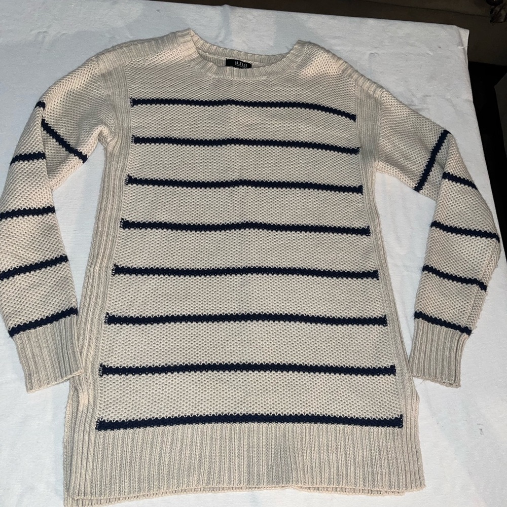 a.n.a Cream and navy Striped Sweater